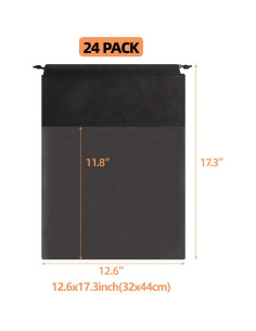 Paquete de 24 bolsas de zapatos portátiles negras 32x44 cm 2