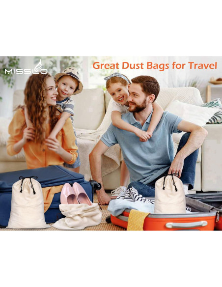 MISSLO Set de 3 Bolsas de Almacenamiento Algodón S 42x32cm