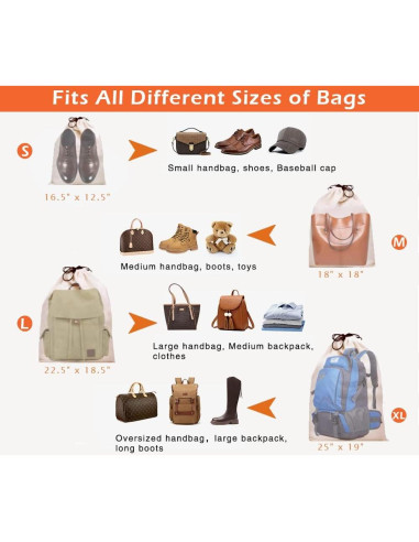 MISSLO Set de 3 Bolsas de Almacenamiento Algodón S 42x32cm