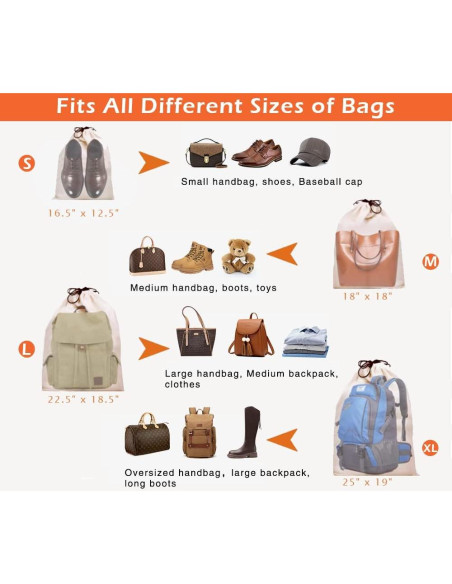 MISSLO Set de 3 Bolsas de Almacenamiento Algodón S 42x32cm