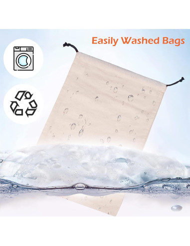 MISSLO Set de 3 Bolsas de Almacenamiento Algodón S 42x32cm