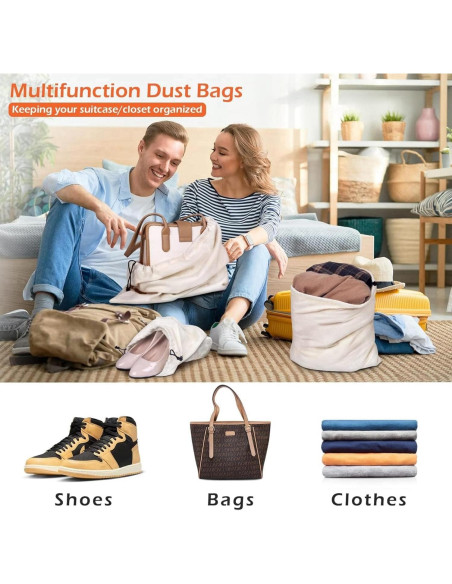 MISSLO Set de 3 Bolsas de Almacenamiento Algodón S 42x32cm