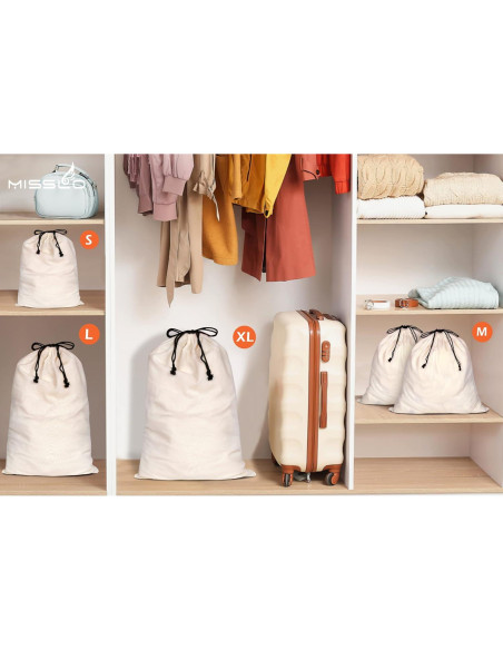 MISSLO Set de 3 Bolsas de Almacenamiento Algodón S 42x32cm