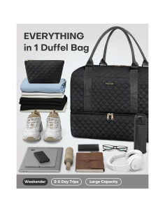 Bolsa de viaje HOTOR negra 34x44x20 cm con compartimento para zapatos 2