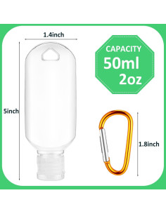 100 Botellas de Viaje 2oz FairySandy Plástico Transparente 2