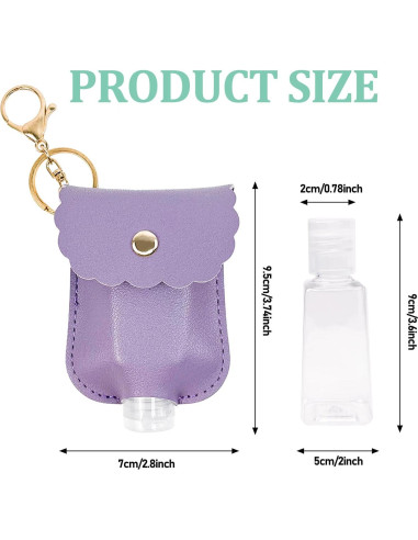 6 Llaveros de Desinfectante de Manos Koceci 30ml con Soporte de Cuero