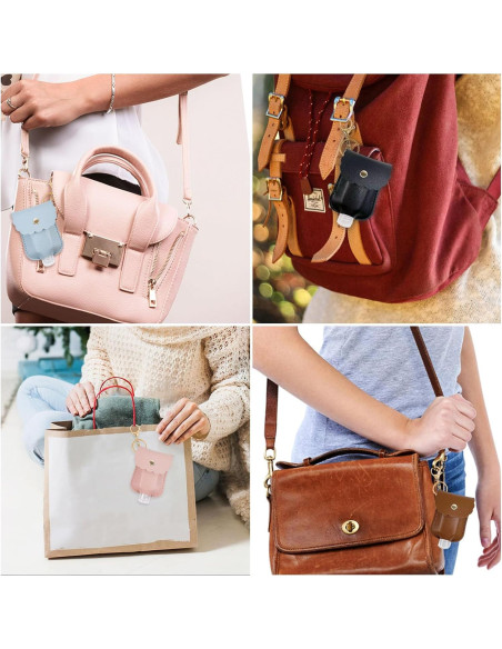 6 Llaveros de Desinfectante de Manos Koceci 30ml con Soporte de Cuero