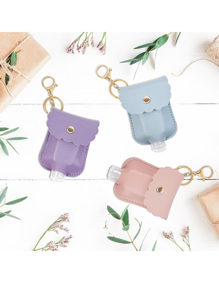 6 Llaveros de Desinfectante de Manos Koceci 30ml con Soporte de Cuero