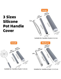 Cubierta de Silicona para Mango de Olla zxbaers 3 Piezas Grizzly 2