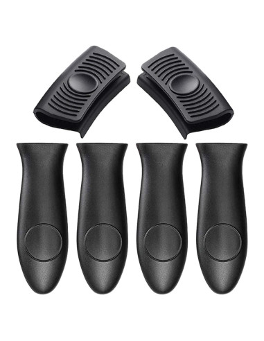 Funda de Mango de Silicona Antideslizante 6 Pcs Negro