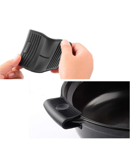 Funda de Mango de Silicona Antideslizante 6 Pcs Negro