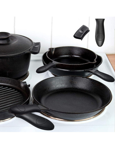 Funda de Mango de Silicona Antideslizante 6 Pcs Negro