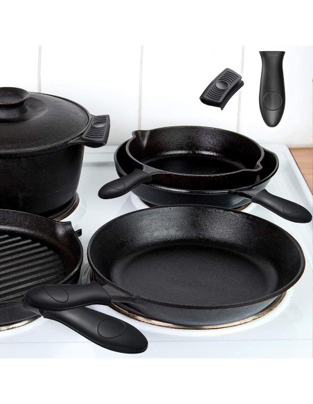 Funda de Mango de Silicona Antideslizante 6 Pcs Negro