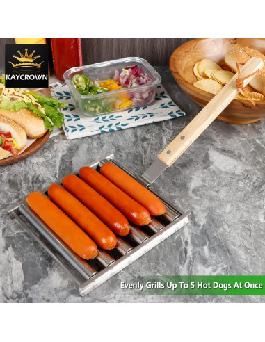 Rodillo de Hot Dog KAYCROWN Acero Inoxidable 5 Salchichas