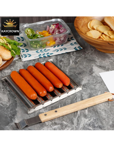 Rodillo de Hot Dog KAYCROWN Acero Inoxidable 5 Salchichas