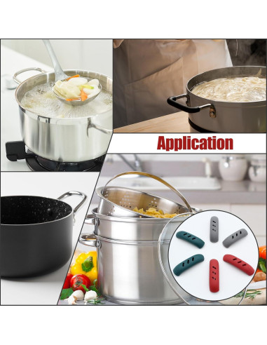 6 Cubiertas de Mango de Silicona Verde Cionyce 7.5 cm Aislamiento Térmico