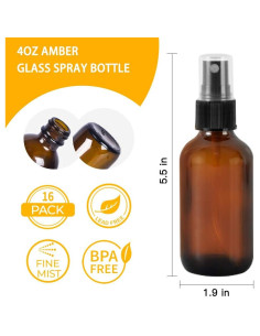 STARSIDE 16 Botellas de Vidrio Ámbar 120 ml con Pulverizador 2