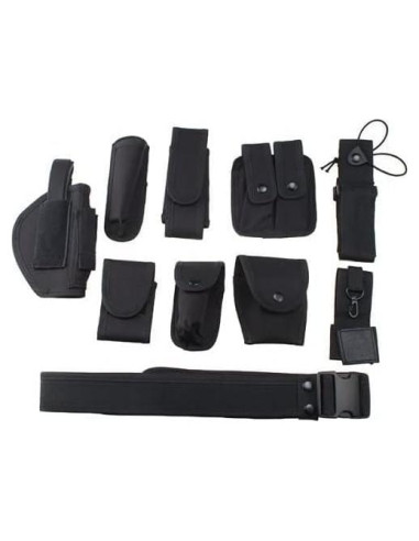 Cinturón Táctico Bargain Crusader Ajustable 9 Bolsillos Negro