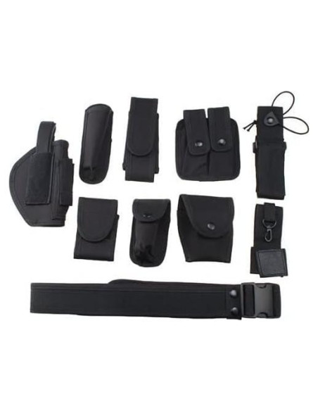 Cinturón Táctico Bargain Crusader Ajustable 9 Bolsillos Negro