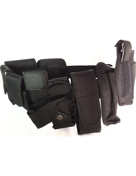 Cinturón Táctico Bargain Crusader Ajustable 9 Bolsillos Negro