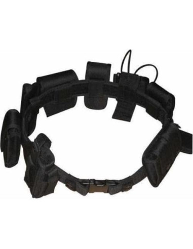 Cinturón Táctico Bargain Crusader Ajustable 9 Bolsillos Negro