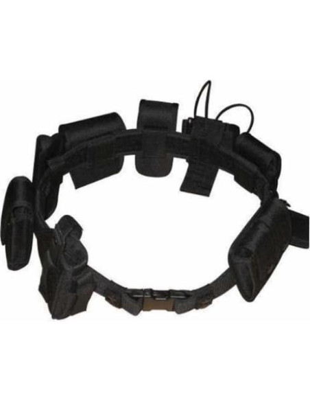 Cinturón Táctico Bargain Crusader Ajustable 9 Bolsillos Negro