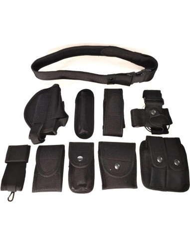 Cinturón Táctico Bargain Crusader Ajustable 9 Bolsillos Negro