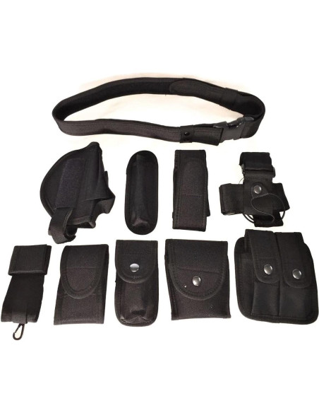 Cinturón Táctico Bargain Crusader Ajustable 9 Bolsillos Negro