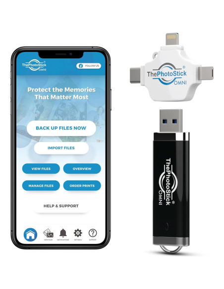 ThePhotoStick Omni 128GB + Funda Protectora | Respaldo Seguro