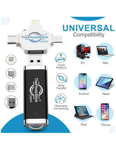 ThePhotoStick Omni 128GB + Funda Protectora | Respaldo Seguro