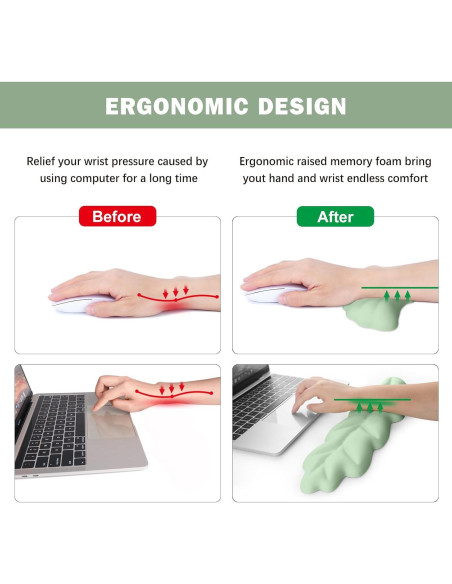 Juego de Almohadillas Ergonómicas Lauspuck en Forma de Hoja