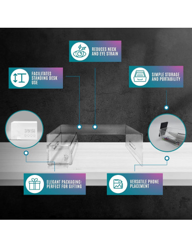 Soporte de Acrílico para Laptop Ahanicorn 16" Ergonométrico