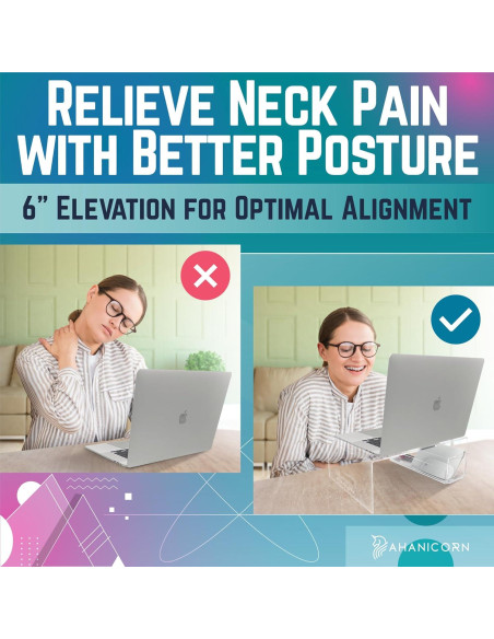 Soporte de Acrílico para Laptop Ahanicorn 16" Ergonométrico