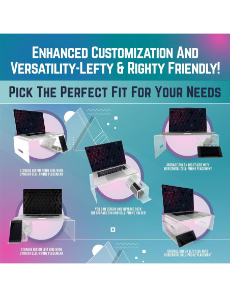 Soporte de Acrílico para Laptop Ahanicorn 16" Ergonométrico