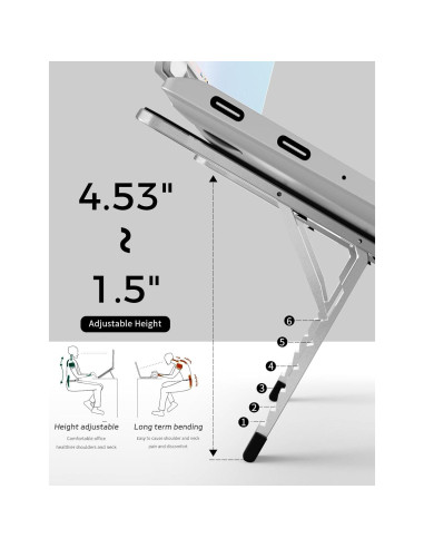 Soporte Plegable para Laptop Junfire - Aluminio Ergonómico 6 Niveles