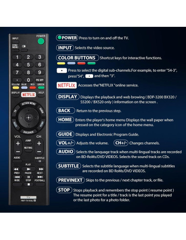 Control Remoto Universal YOSUN RMT-TX100U para TV Sony Bravia