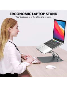 Soporte Ergonómico para Laptop GRSTREE Ajustable Gris 2