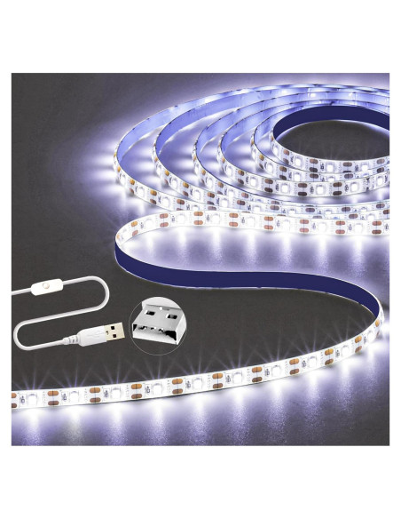 Tira LED blanca 3M Tesfish USB 5V 180 LEDs impermeable