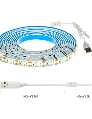 Tira LED blanca 3M Tesfish USB 5V 180 LEDs impermeable