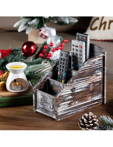 Soporte de Control Remoto de Madera MyGift 4 Compartimentos