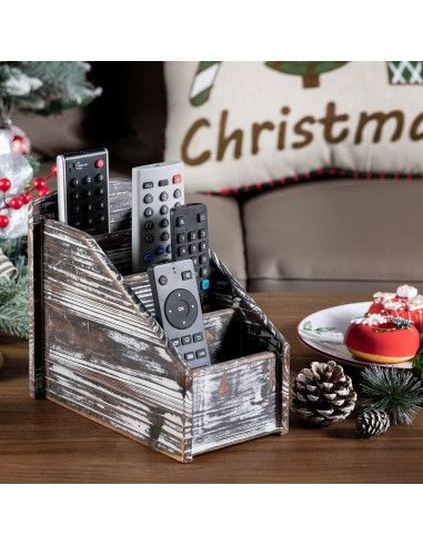 Soporte de Control Remoto de Madera MyGift 4 Compartimentos