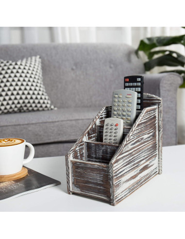 Soporte de Control Remoto de Madera MyGift 4 Compartimentos