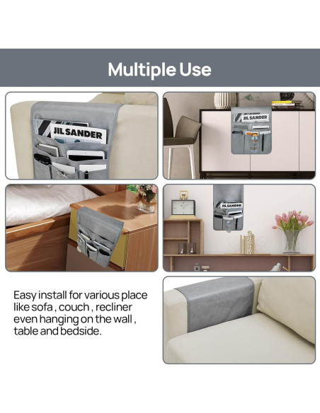 Soporte Organizador de Control Remoto Teniux Gris 6 Bolsillos