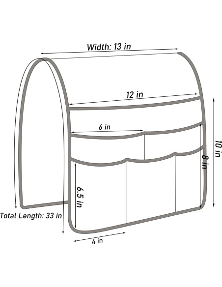 Soporte Organizador de Control Remoto Teniux Gris 6 Bolsillos