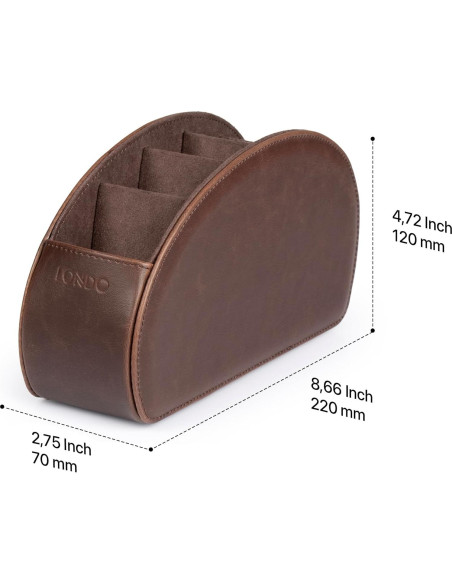 Soporte para Control Remoto Londo - Cuero PU 5 Bolsillos Marrón Soporte para Control Remoto Londo - Cuero PU 5 Bolsillos Marrón