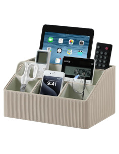 Organizador de Escritorio Cretkhp Beige Rayado 5 Compartimentos