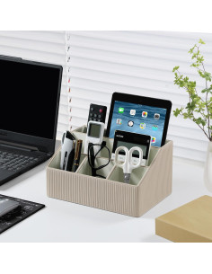 Organizador de Escritorio Cretkhp Beige Rayado 5 Compartimentos 2