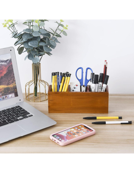 Soporte de Control Remoto de Madera Dedoot 3 Compartimentos