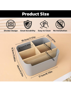 Organizador de Escritorio Segarty Gris con Divisores de Bambú 2