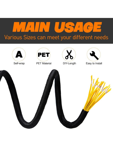 Manga Trenzada Dividida SKNONO 3.66m 1.27cm para Gestión de Cables